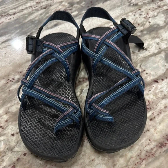 Chaco  Block and Blue Strappy Sandals Chaco | Shoes | Chaco Black And Blue Strappy Sandals | Poshmark main image 3